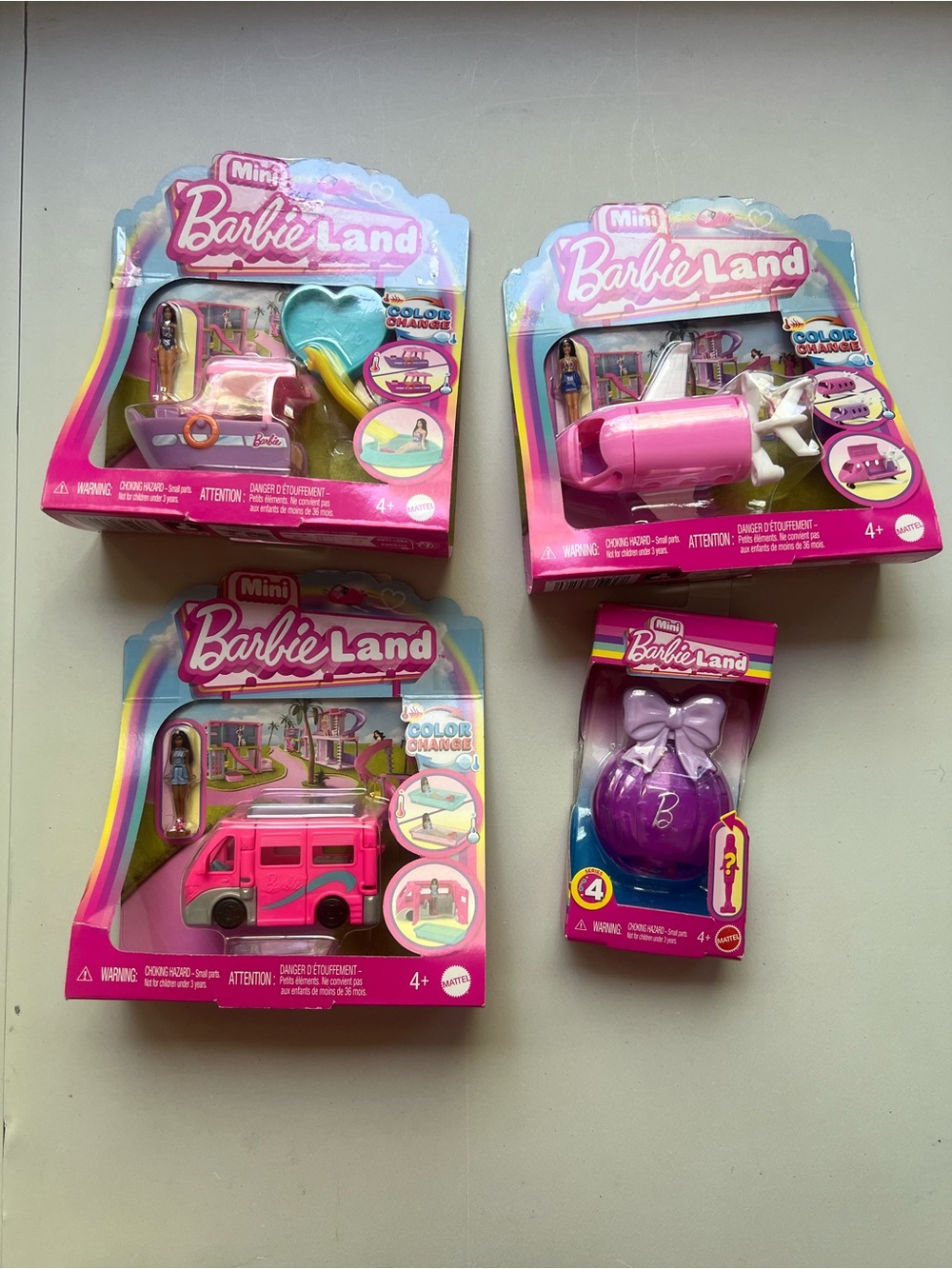 Barbie Mini Playset Bundle - Pink & Purple Vehicles and Capsule